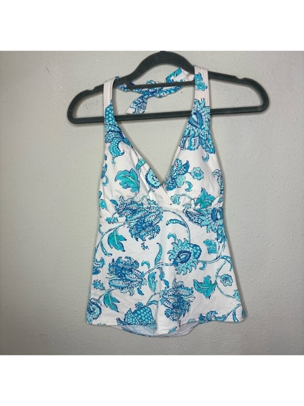 Lands' End Blue and White Tankini Top Size 2
